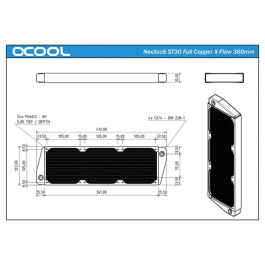 Flüssigkeitskühlung Alphacool NexXxoS ST30 360 mm 3 Lüfter 120 mm