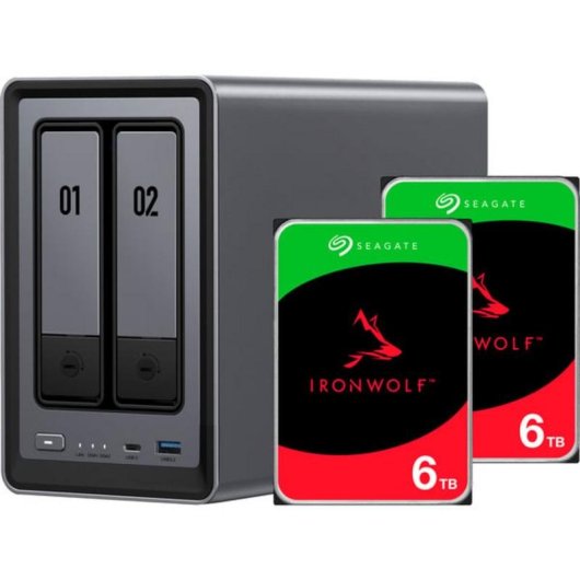NAS UGREEN 54TB 8GB 2 bay 2,5GbE HDMI USB-C M.2 IronWolf