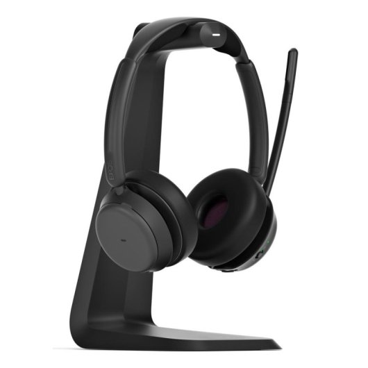 Auriculares EPOS IMPACT 1061T inalámbricos Bluetooth con cancelación de ruido, micrófono y base de carga, negro