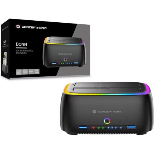 Caja PC Conceptronic DONN36B 2.5"/3.5" ABS Negro con USB-A y Hot Swapping