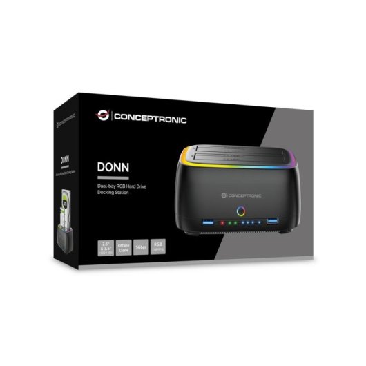 Caja PC Conceptronic DONN36B 2.5"/3.5" ABS Negro con USB-A y Hot Swapping