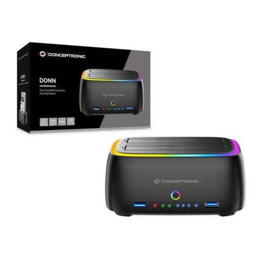 Caja PC Conceptronic DONN36B 2.5"/3.5" ABS Negro con USB-A y Hot Swapping