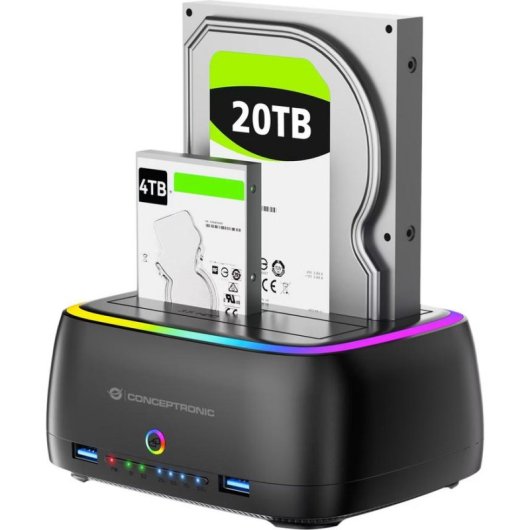 Caja PC Conceptronic DONN36B 2.5"/3.5" ABS Negro con USB-A y Hot Swapping