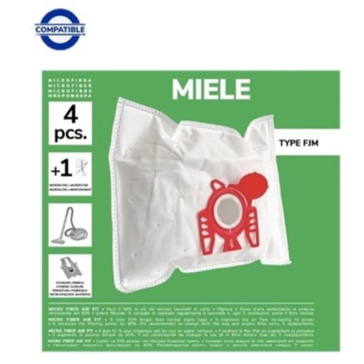 Pack De 4 Bolsas De Microfibra Compatibles Con Aspiradoras Miele Type Fjm, S2, S3, S4, S5, S6, S7