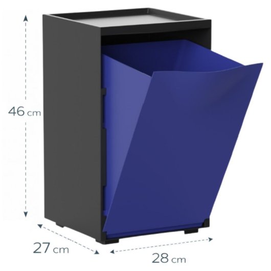 Cubo Apilable De Reciclaje De Plástico Con Apertura Frontal - Color Azul - Medidas: 46x28x27 Cm