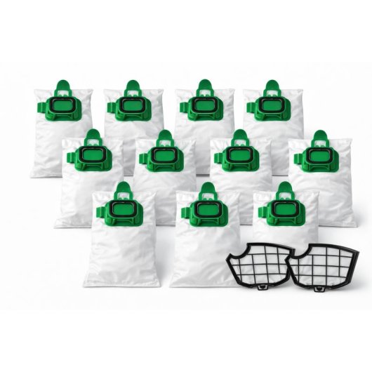 Recamania Kit 12 Bolsas Aspiradora Compatible Vorwerk Kobold Vk140 Vk150 + 2 Filtros