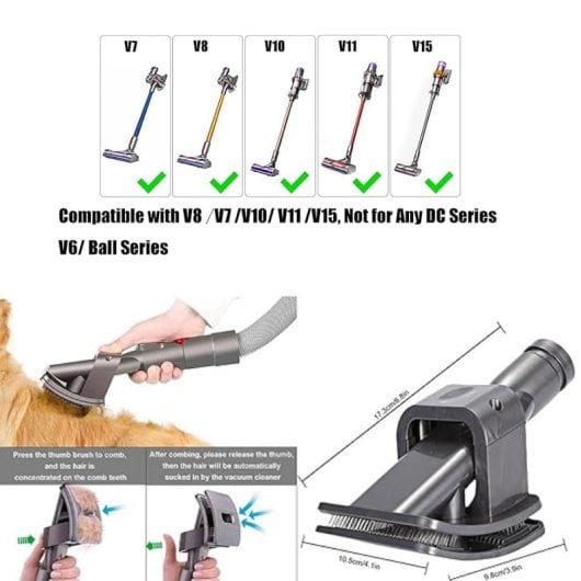 Cepillo Aspirador Mascotas, Peine Aspirador Para Perros, Cepillos Pelo De Perro Y Gato Adaptable Par