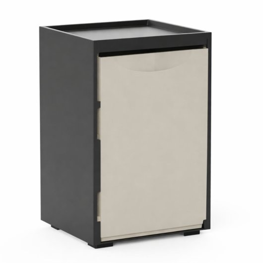 Cubo Apilable De Reciclaje De Plástico Con Apertura Frontal - Color Beige - Medidas: 46x28x27 Cm