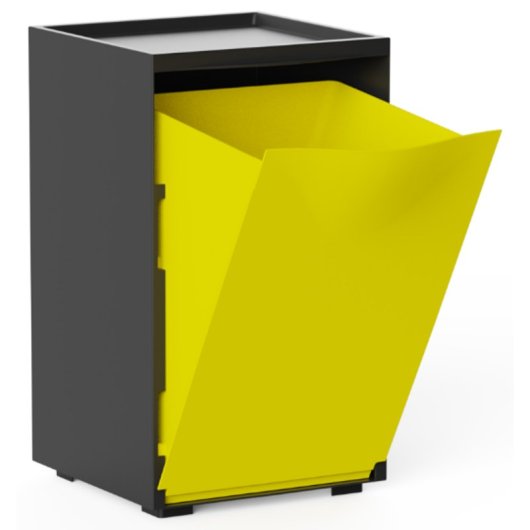 Cubo Apilable De Reciclaje De Plástico Con Apertura Frontal - Color Amarillo - Medidas: 46x28x27 Cm