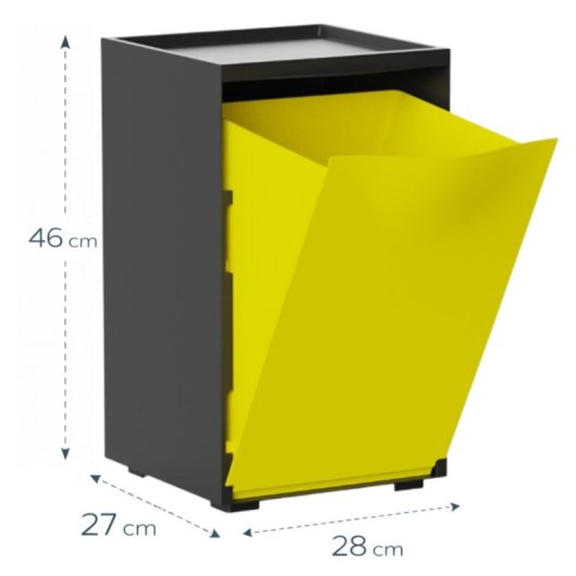Cubo Apilable De Reciclaje De Plástico Con Apertura Frontal - Color Amarillo - Medidas: 46x28x27 Cm