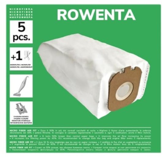 Pack De 5 Bolsas De Microfibra Compatibles Con Aspiradoras Rowenta Powerline, Powerline Extreme