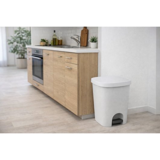 Cubo De Plástico Para Cocina Color Blanco | Con Pedal | Medidas: 42x35x30 Cm | Capacidad 25 L