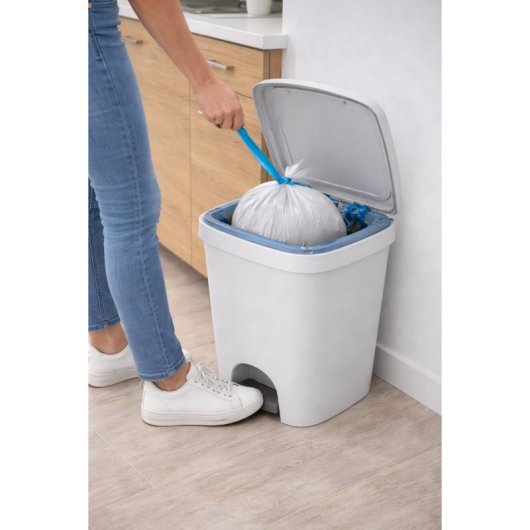 Cubo De Plástico Para Cocina Color Blanco | Con Pedal | Medidas: 42x35x30 Cm | Capacidad 25 L