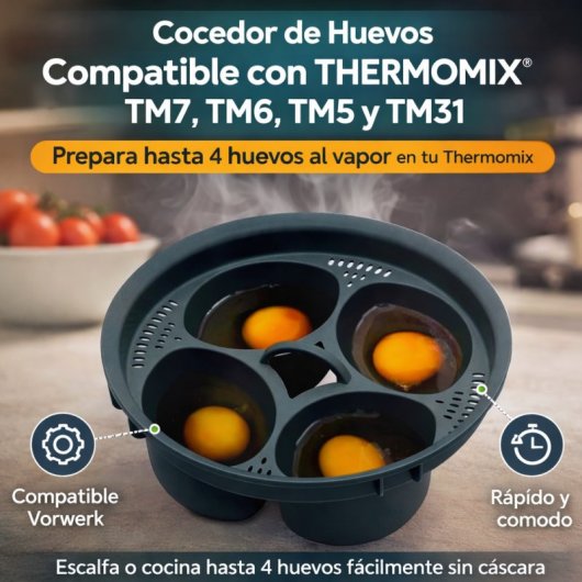 Cocedor De Huevos Compatible Thermomix Tm7 Tm6 Tm5 Tm31 – Accesorio Para Cocinar Hasta 4 Huevos