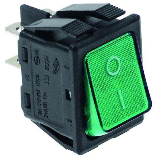 Interruptor Basculante Medida De Montaje 30x22mm Verde 2no 250v 16a Iluminado 0-i