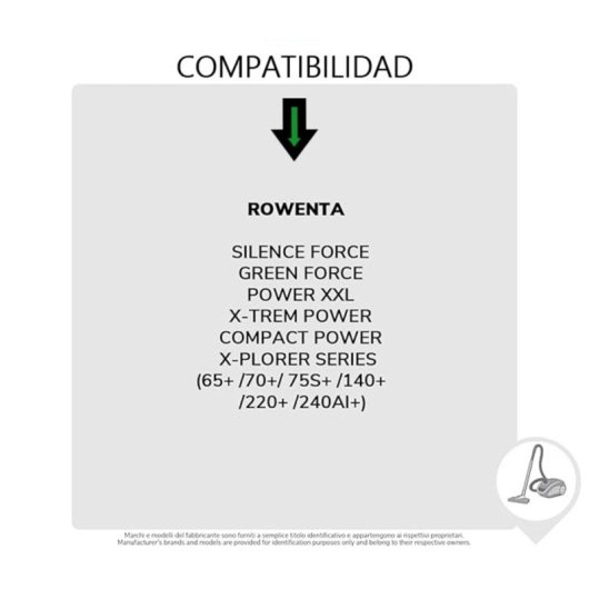 Pack De 4 Bolsas De Microfibra Compatibles Con Aspiradoras Rowenta Compact Power, Power Xxl