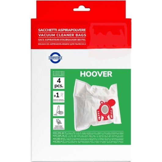 Pack De 4 Bolsas De Microfibra Compatibles Con Aspiradoras Hoover H30s, H30+, H52, H60, H61