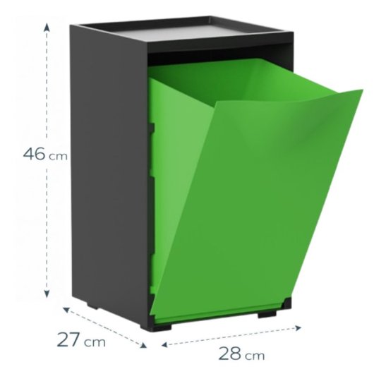 Cubo Apilable De Reciclaje De Plástico Con Apertura Frontal - Color Verde - Medidas: 46x28x27 Cm