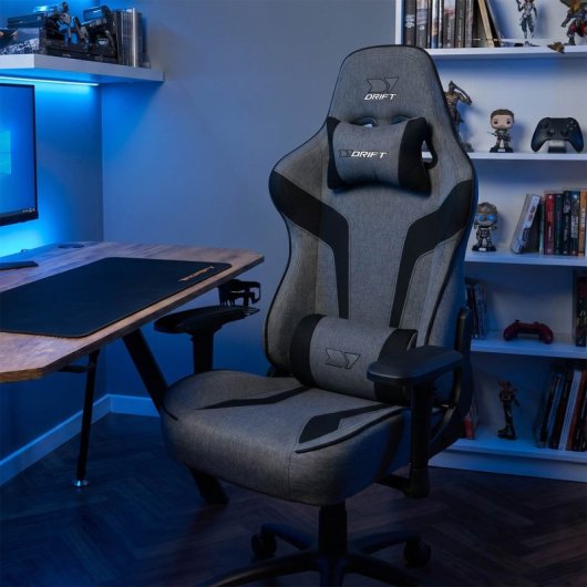 Silla Gaming Drift DR90XXL Tela Gris/Negro Reposabrazos 4D XL