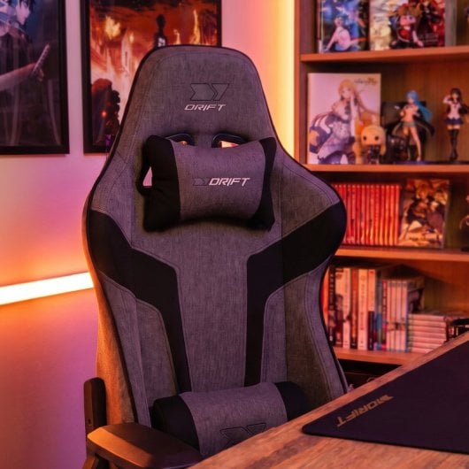 Silla Gaming Drift DR90XXL Tela Gris/Negro Reposabrazos 4D XL
