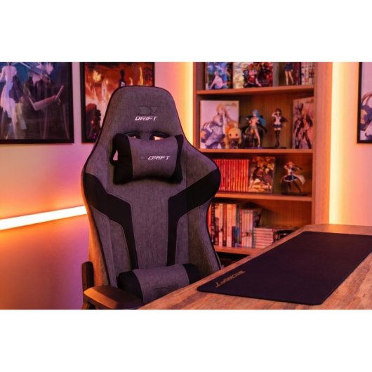Silla Gaming Drift DR90XXL Tela Gris/Negro Reposabrazos 4D XL