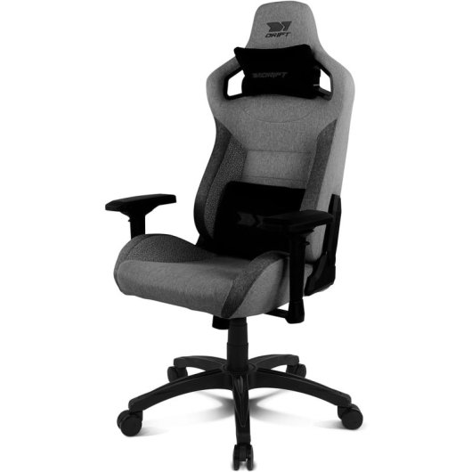 Cadeira gaming Drift DR220 tecido cinza escuro apoios 4D almofadas lombar