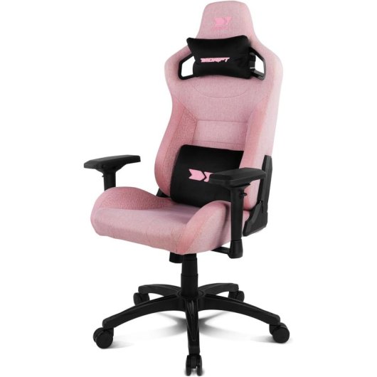 Cadeira Gaming Drift DR220 Tecido Rosa Braços 4D Ergonomica