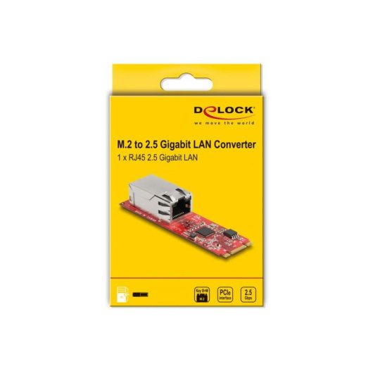 Scheda di Rete DeLOCK Convertitore M.2 B+M RJ45 2,5 Gigabit LAN Rosso
