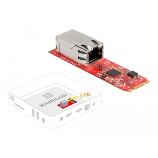 Scheda di Rete DeLOCK Convertitore M.2 B+M RJ45 2,5 Gigabit LAN Rosso