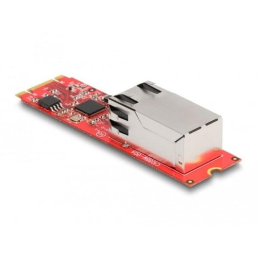 Scheda di Rete DeLOCK Convertitore M.2 B+M RJ45 2,5 Gigabit LAN Rosso