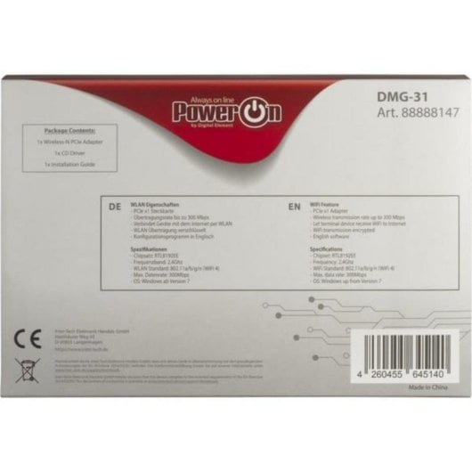 Netzwerkkarte Inter-Tech DMG-31 PCI Express 300 Mbit/s Wi-Fi 4 2,4 GHz