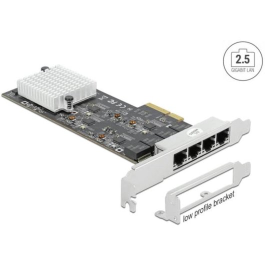Scheda di Rete DeLOCK PCI Express x4 4 porte RJ45 2,5 GbE Metallo Nero