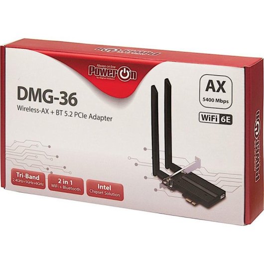 Scheda di Rete Inter-Tech DMG-36 PCI Express 5400 Mbit/s Wi-Fi 6 Tribanda Bluetooth 5.2