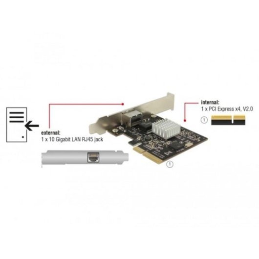 Scheda di Rete DeLOCK 89654 PCIe x4 2.0 RJ-45 10 Gbps NBASE-T