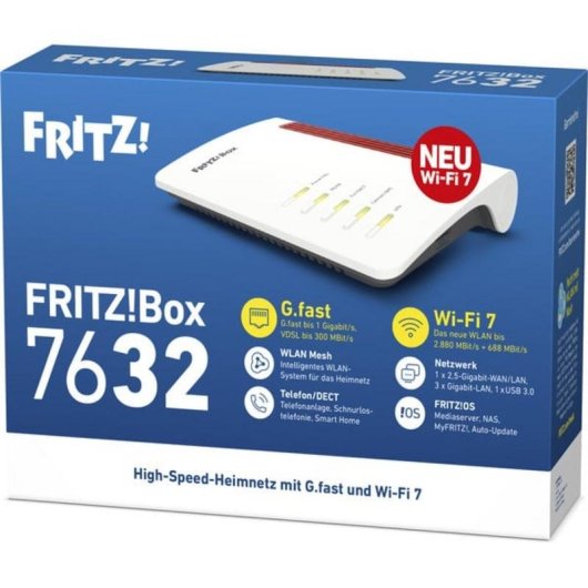 Router AVM FRITZ!Box 7632 WiFi 7 Doppia Banda 3,6 Gbps Ethernet 5G