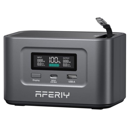 Estación de energía AFERIY Nano100 99,2Wh 3 puertos USB Batería Li-ion Pantalla LCD Cargador solar