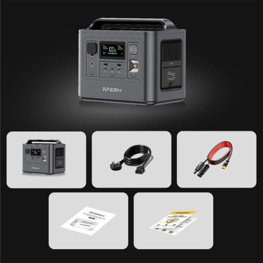 Estación de energía Aferiy AF-P010 512Wh 3 puertos AC y 4 puertos USB Batería Li-ion Pantalla LCD Cargador solar MPPT