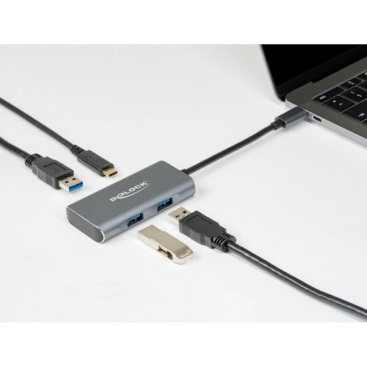 Hub DeLOCK 4 Ports 10 Gbps USB 3.2 Gen 2 Type-C und Type-A kompakt