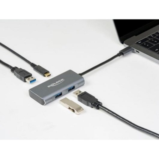 Hub DeLOCK 4 Ports 10 Gbps USB 3.2 Gen 2 Type-C und Type-A kompakt