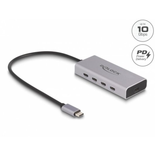 Hub DeLOCK 5 Ports 10 Gbps USB Type-C mit PD 85 W Kabel 30 cm