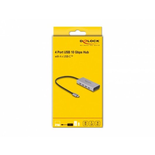 Hub DeLOCK 5 Ports 10 Gbps USB Type-C mit PD 85 W Kabel 30 cm