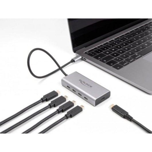 Hub DeLOCK 5 Ports 10 Gbps USB Type-C mit PD 85 W Kabel 30 cm