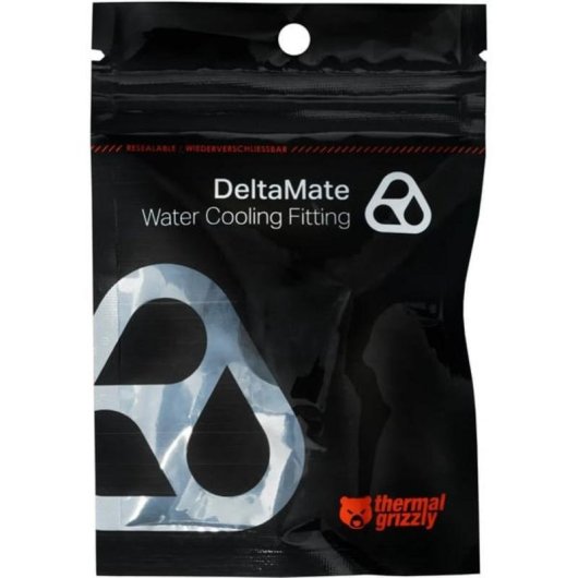 Refrigeración líquida Thermal Grizzly DeltaMate Extender conexión 14 mm cromado negro