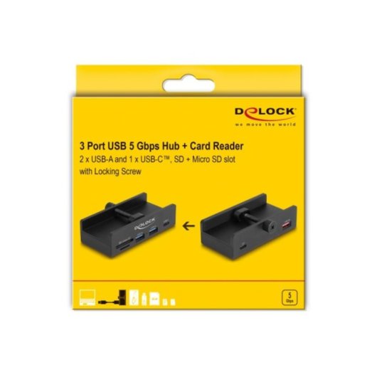 Hub DeLOCK 4 puertos 5 Gbps modelo 64263 con lector SD y MicroSD
