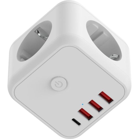 Regleta DCU Tecnologic 3 Tomas 3 USB-A 1 USB-C con Protección y Interruptor