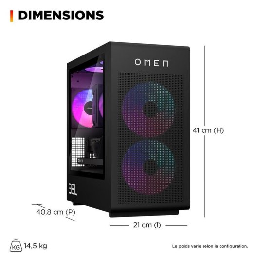 PC de bureau HP OMEN 35L GT16-1003nf AMD Ryzen 7 9800X3D 64GB 4TB SSD RTX 5080 Windows 11