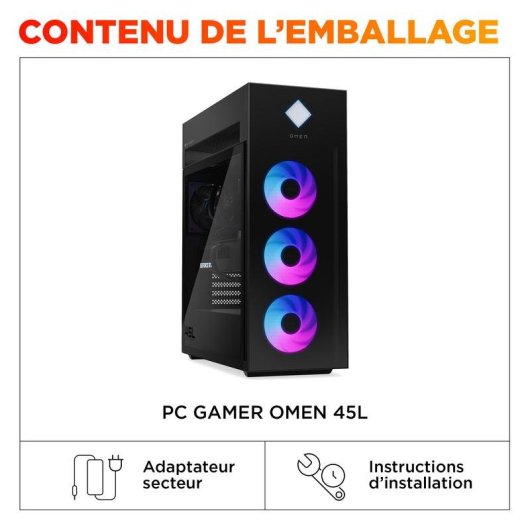 PC de bureau HP OMEN 45L GT22-3030nf Intel Core 285K 64GB 4TB SSD RTX 5070 Ti Windows 11