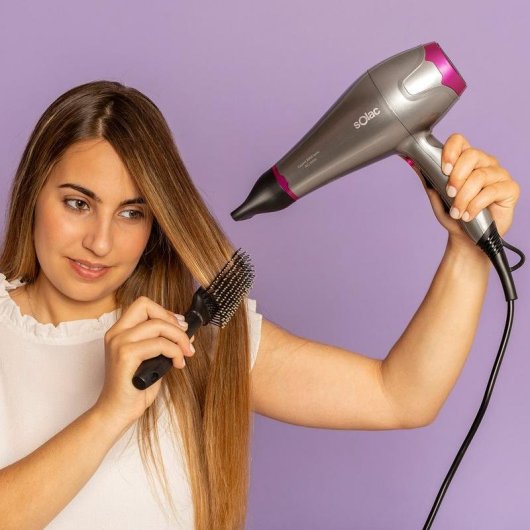Secador de Cabelo Iónico Profissional Solac Expert 2600 Ionic 2600W 6 Temperaturas 3 Velocidades com Difusor Cinzento