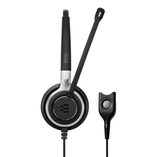 Auriculares EPOS IMPACT SC 630 con cable, cancelación activa de ruido, micrófono unidireccional, negro y plata