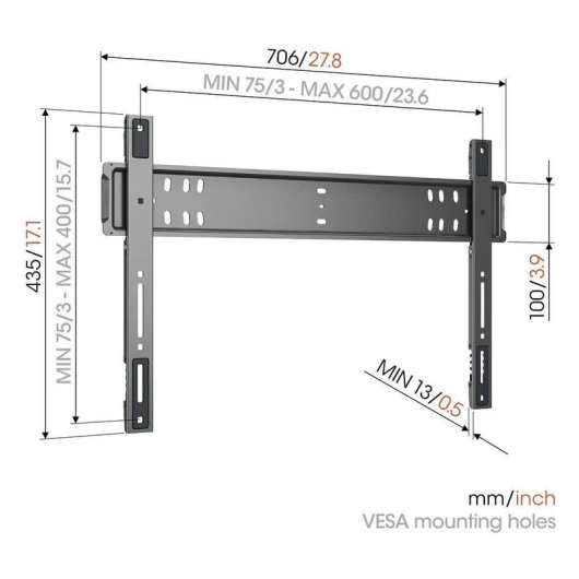 Vogel's TVM 5705 Support TV Mural Fixe 40 à 110" VESA 100x100 à 600x400 Max 100Kg